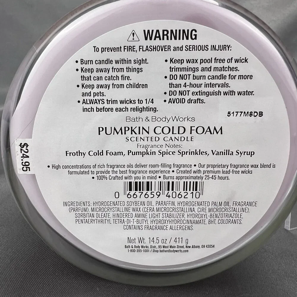 2 Bath Body Limited Edition 3-Wick Candles Pumpkin Cold Foam +‎ Glazed Croissant